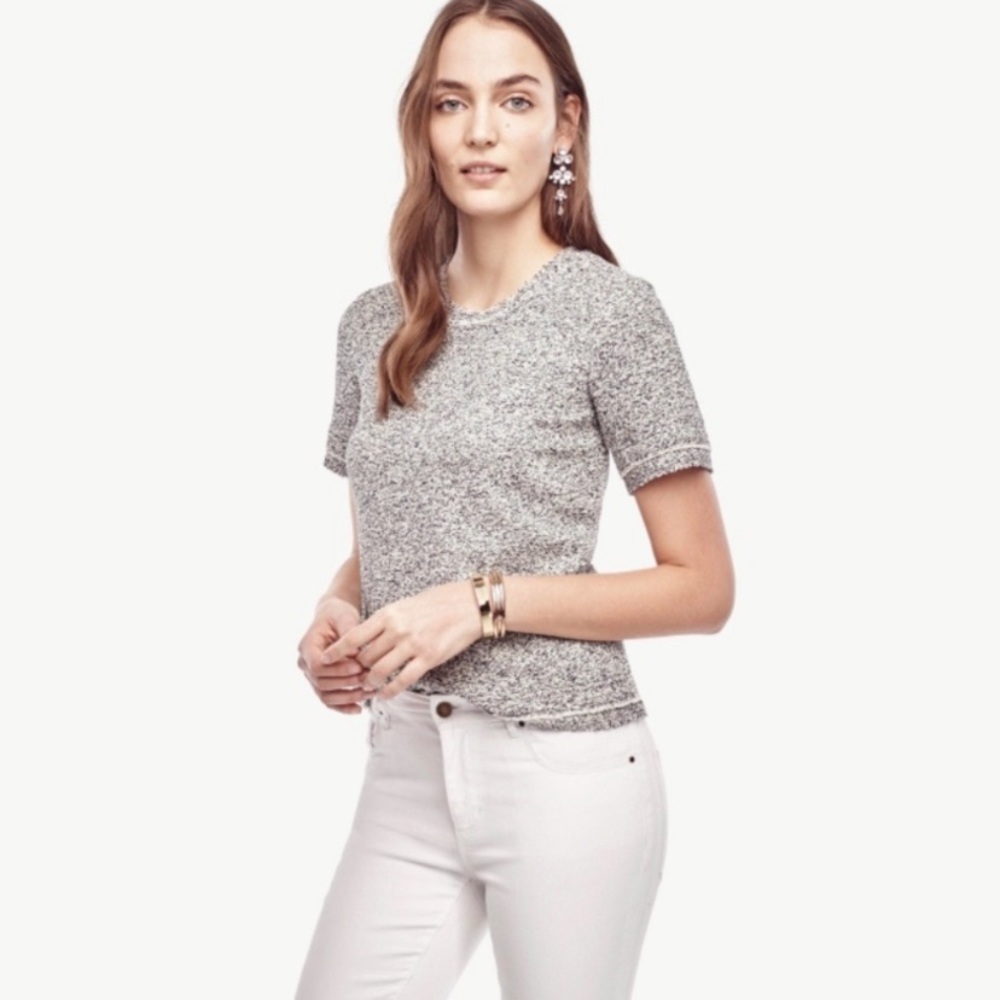 Ann Taylor melange fringe textured blouse T107